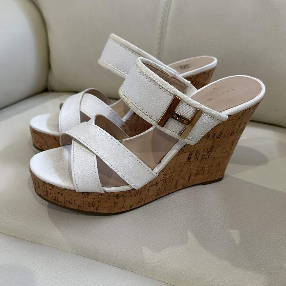 Tommy Hilfiger White Wedges Size 6.5